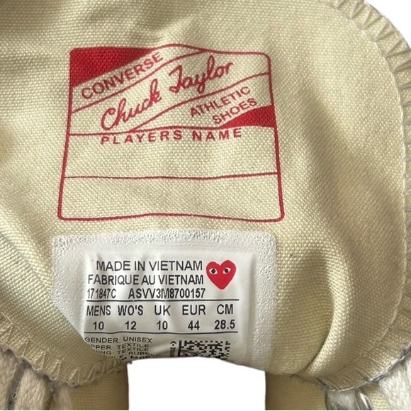 Converse All Star X Comme De Garson Chuck Taylor RIGHT SHOE ONLY sneaker - Picture 6 of 6
